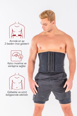 Kısa Latex Korse Siyah Erkek - 3