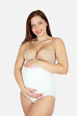 Natural Bamboo Pregnant Slip With Abdominal Support White - Thumbnail
