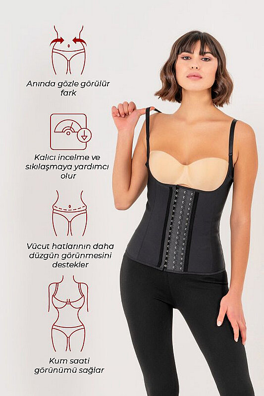 Askılı Premium Korse Siyah - YAMUNA