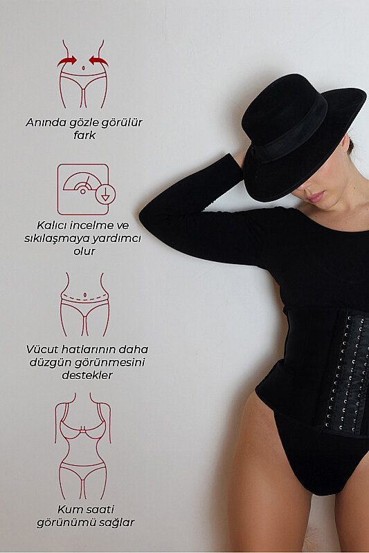 Ymn Shaper Kısa Latex Korse Siyah - 4