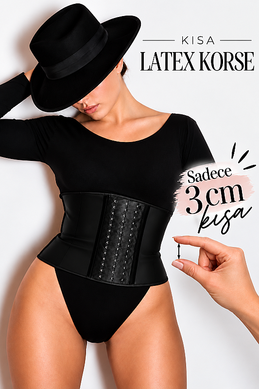 Ymn Shaper Kısa Latex Korse Siyah - YAMUNA